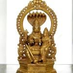 10" Pure Brass Vishnu Lakshmi on Sheshanaaga | Bronze Finish Divine Couple | Sacred Temple Art